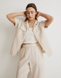 Madewell Neutral Gingham Button Up Shirt (L/XL)