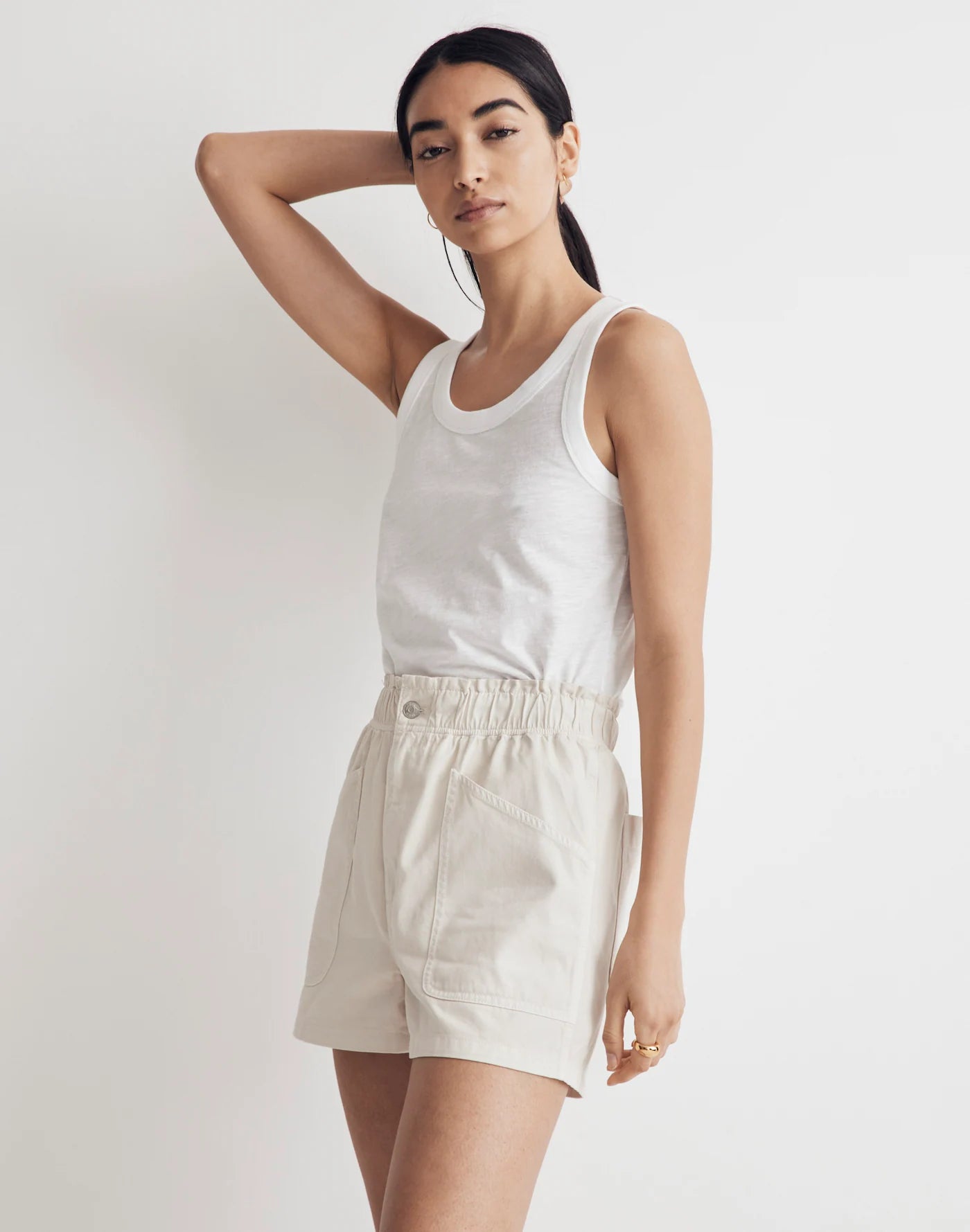 Madewell Cream High Rise Shorts (24)