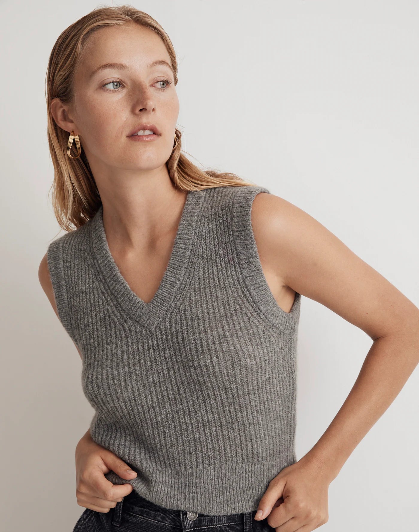 Madewell V Neck Sweater Vest (S)