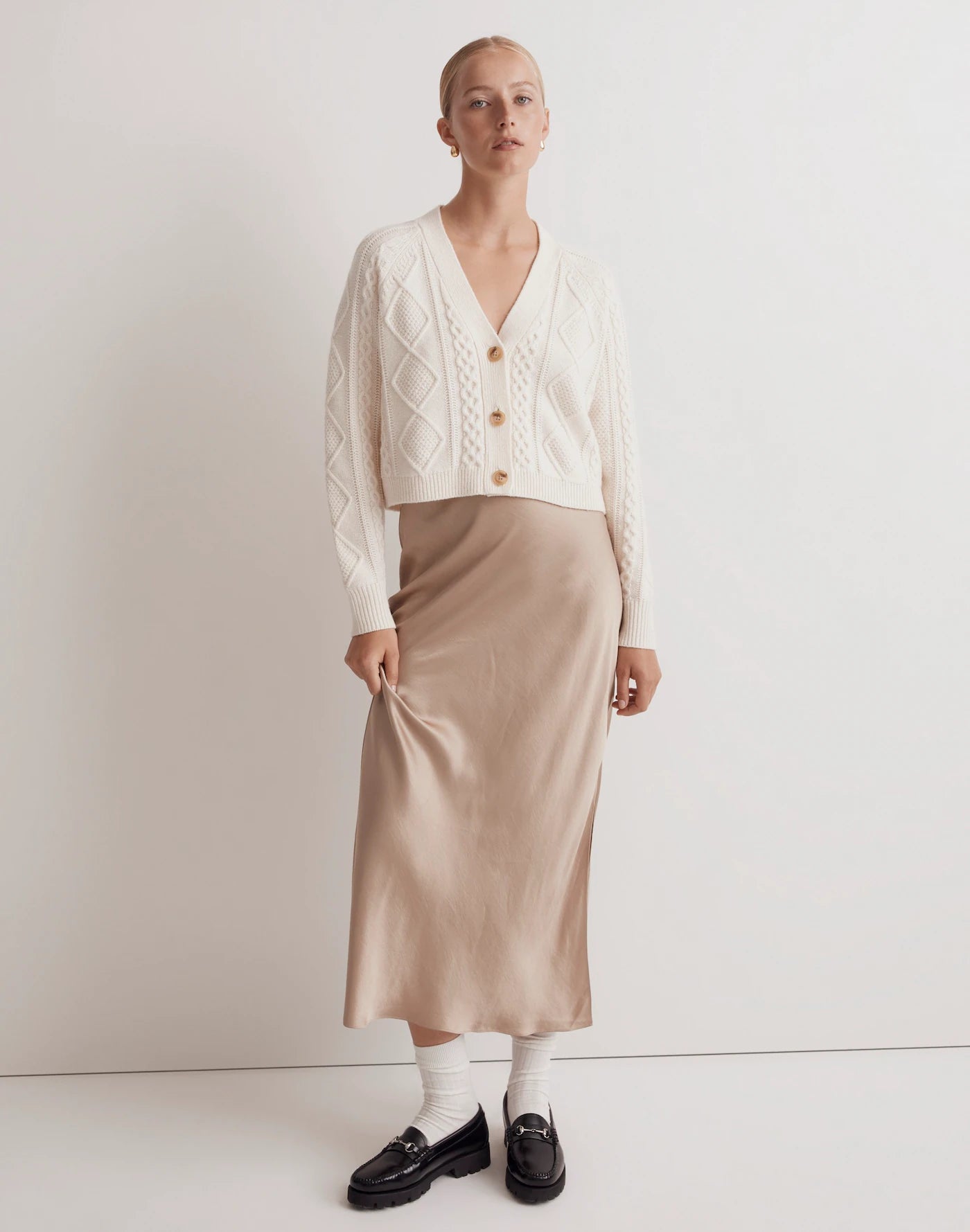 Madewell Cable Knit Crop Cardigan (XS)