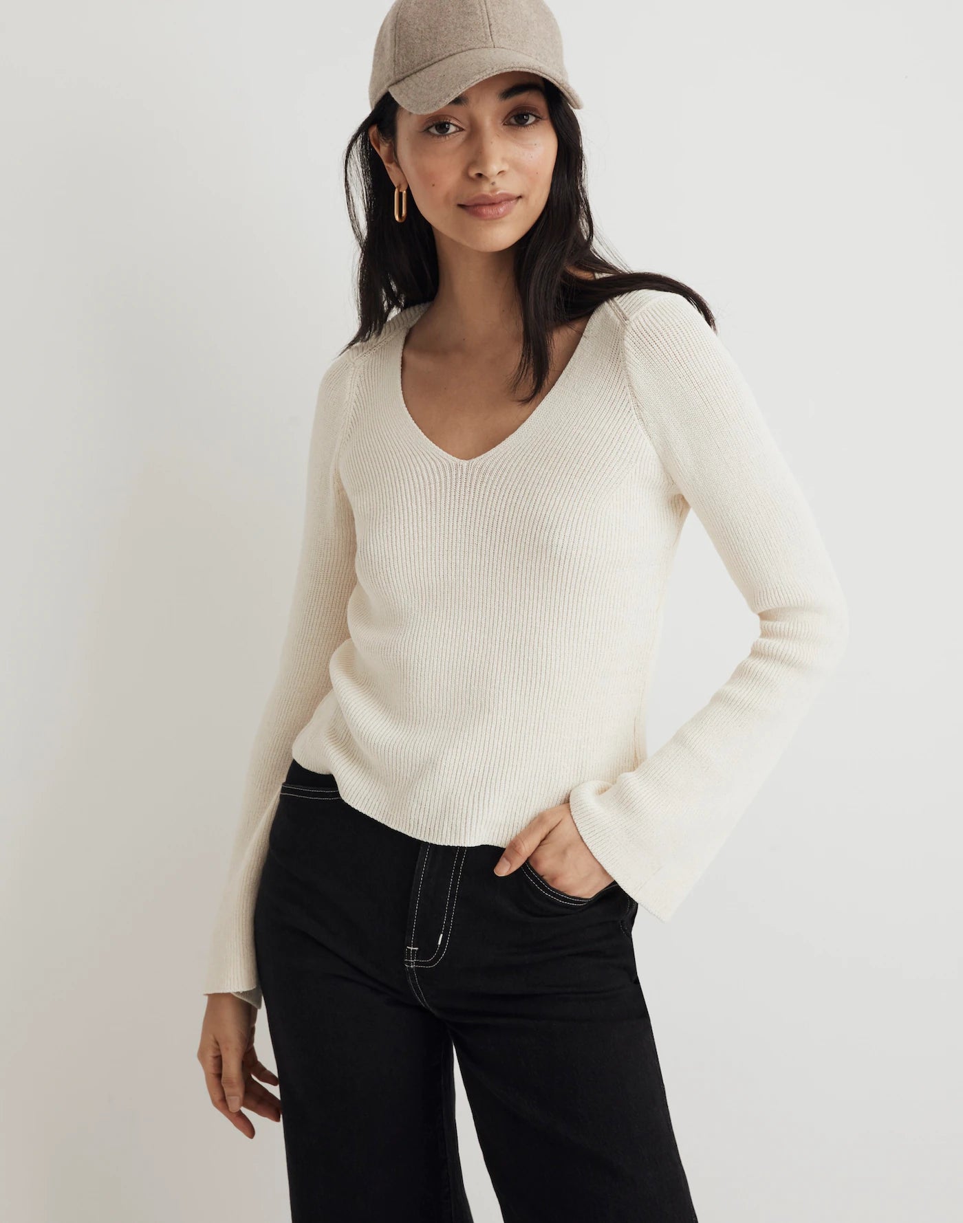 Madewell Cream Ribbed Sweater (S)