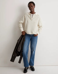 Madewell Green Striped Polo Sweatshirt (M)