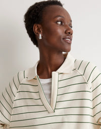 Madewell Green Striped Polo Sweatshirt (M)