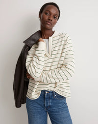 Madewell Green Striped Polo Sweatshirt (M)