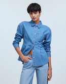 Madewell Denim Pleated Button Up (M)