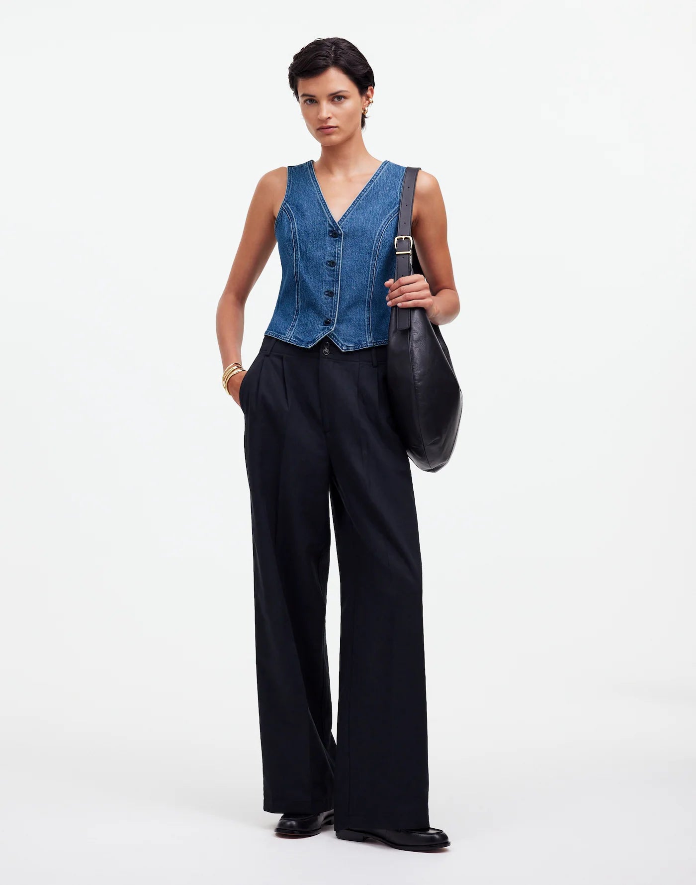 Madewell Button Front Denim Vest (14)