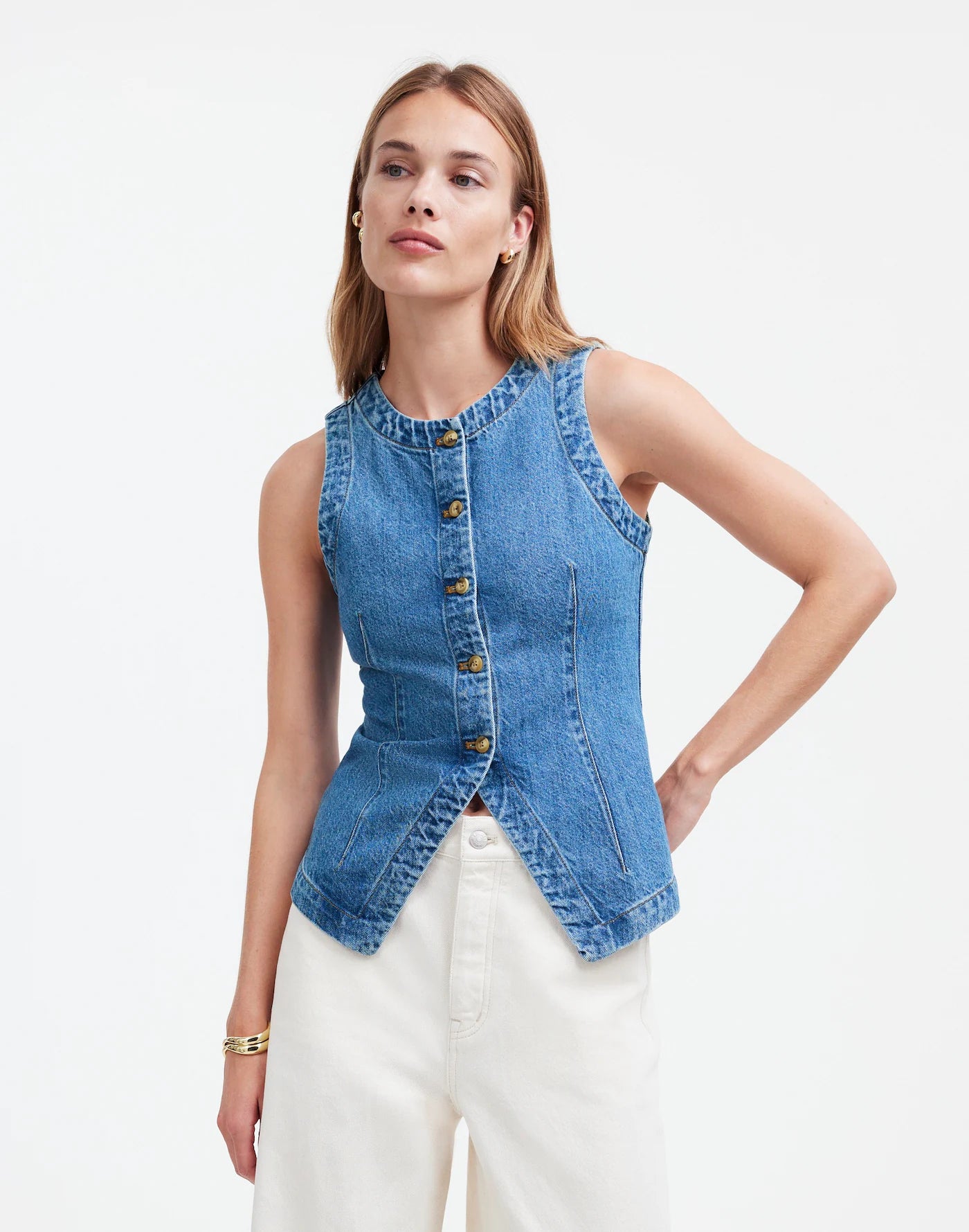 Denim Button Up Vest (S)
