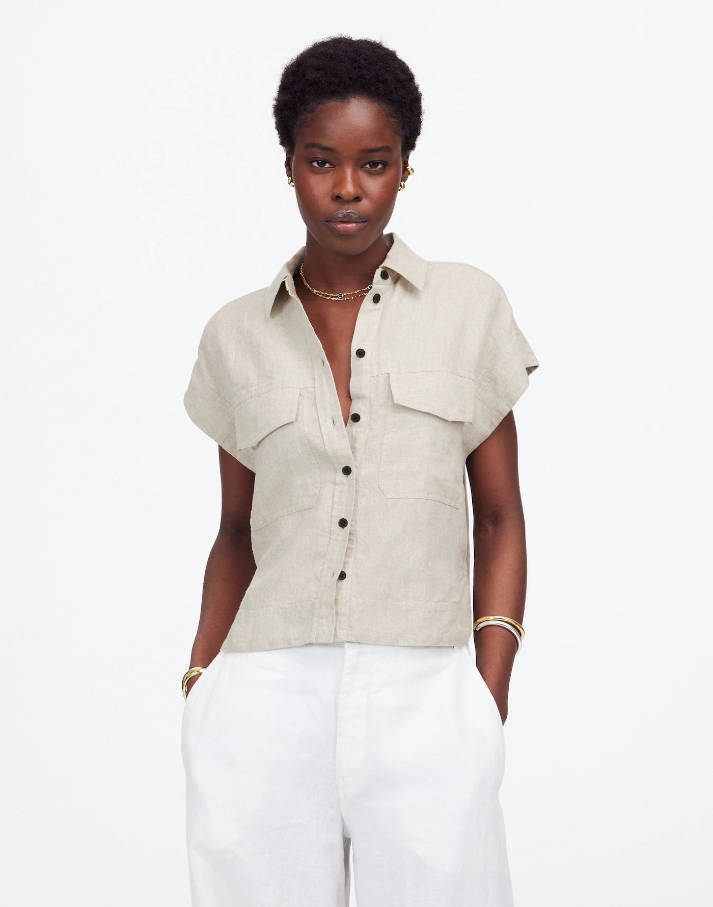 Madewell Linen Button Up Shirt (S)