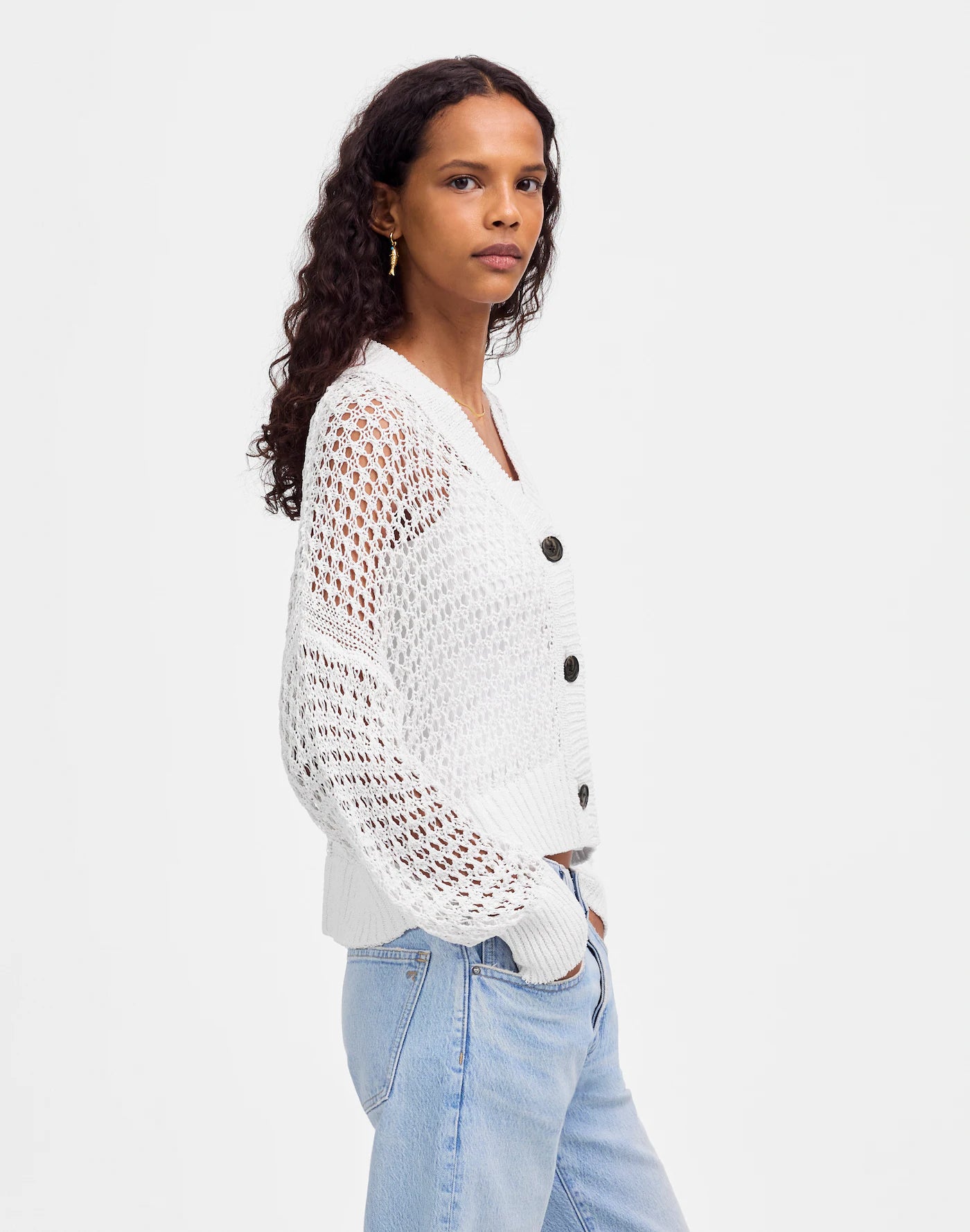 Madewell Open Stitch Cotton Blend Cardigan (S)