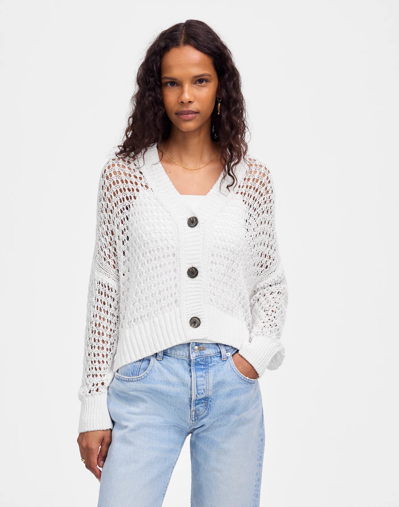 Madewell Open Stitch Cotton Blend Cardigan (S)