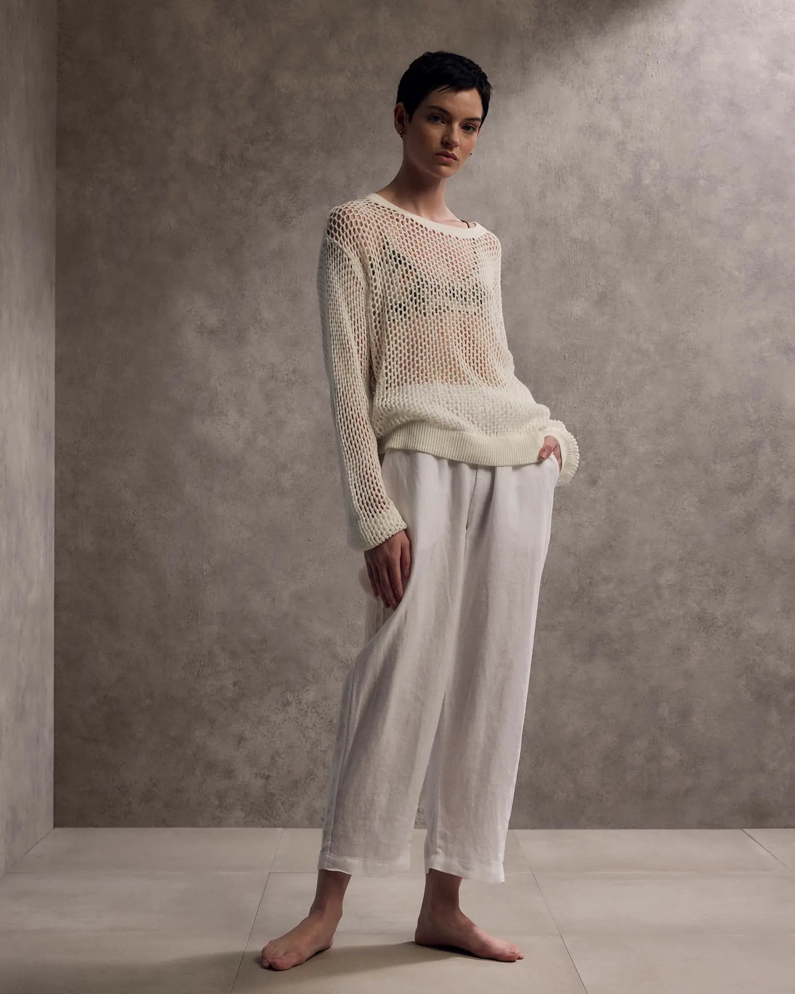 Quince Open Knit Coverup Crew (M)