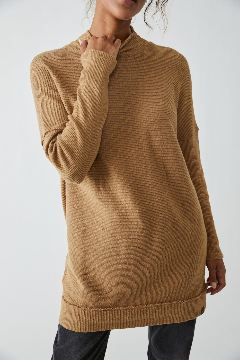 Free People Brown Ribbed Tunic (S)