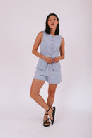Le Lis Denim Button Up Vest (L)