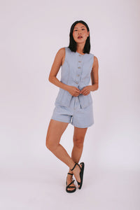 Le Lis Denim Button Up Vest (L)