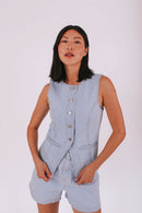Le Lis Denim Button Up Vest (L)