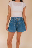 Mable Pleated Denim Shorts (S)