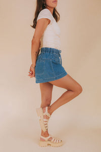 Mable Pleated Denim Shorts (S)