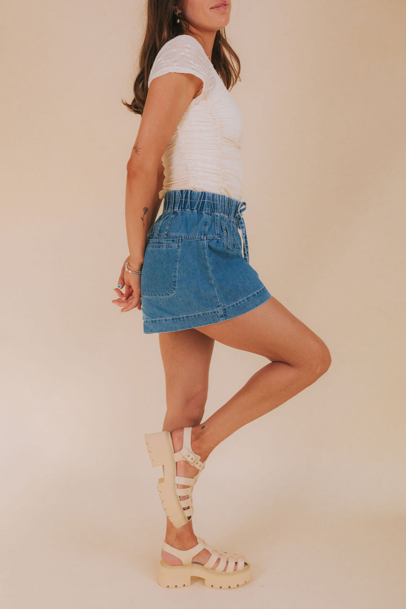 Mable Pleated Denim Shorts (S)