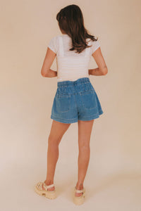 Mable Pleated Denim Shorts (S)