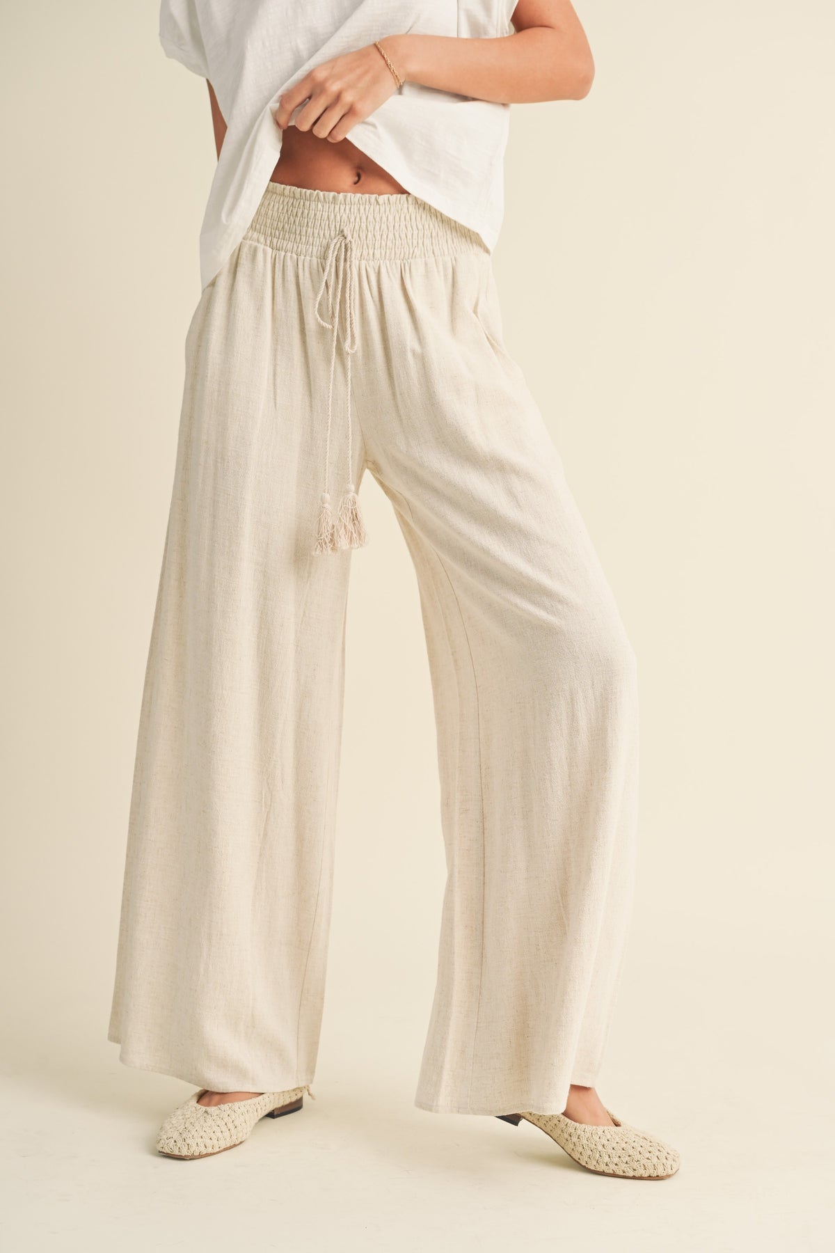NEW Miou Muse Linen Blend Wide Leg Pants (S)