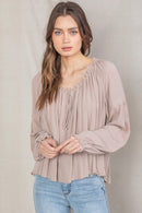 Miou Muse Puff Sleeve Peasant Top (L)