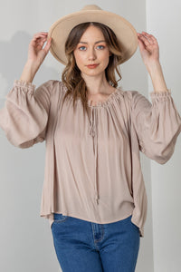 Miou Muse Puff Sleeve Peasant Top (L)