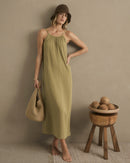 Quince Olive Gauze Maxi Dress (L)