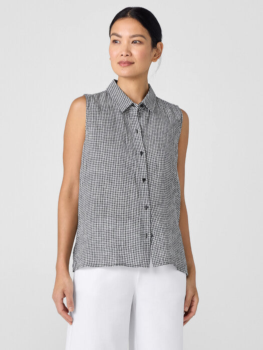 Eileen Fisher Gingham Linen Tank (M)
