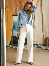 Faherty Ecru Wide Leg Pant (26)