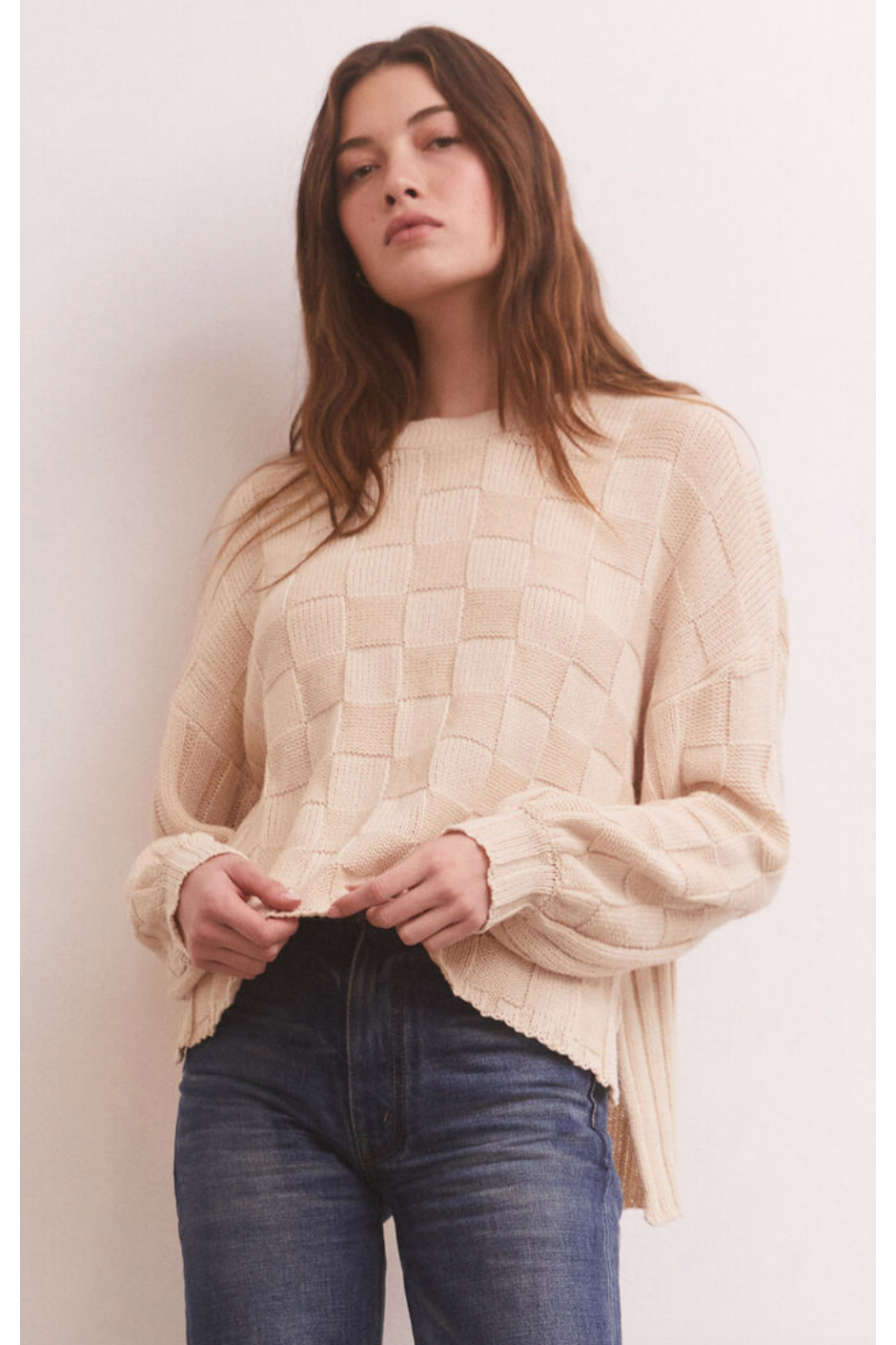 Z Supply Neutral Checkered Sweater (XL)