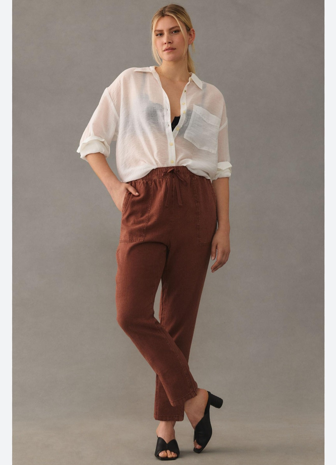 Anthropologie Rust Linen Pants (XS)