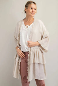 Easel Oversized Ruffle Kimono (S)