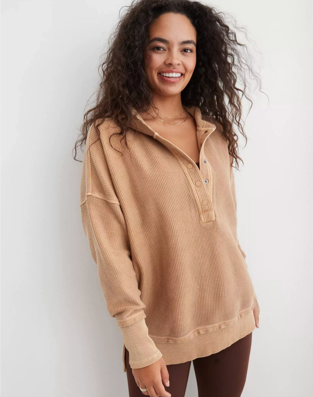 Aerie Oversized Snap Button Pullover (M)