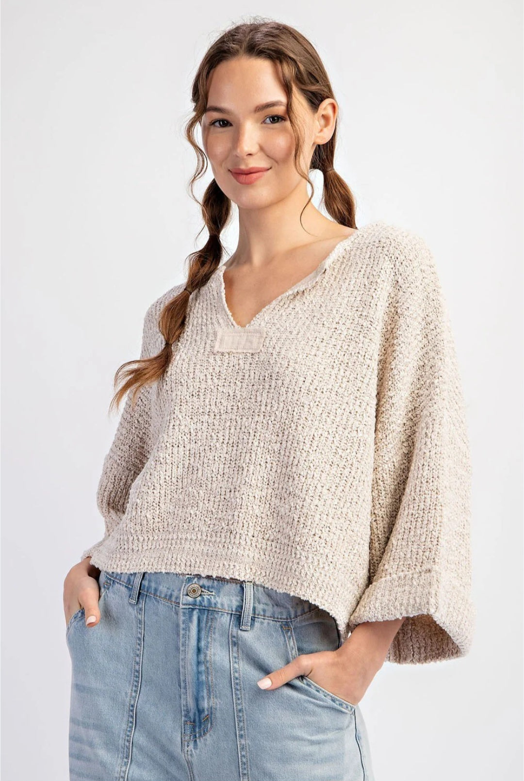 Neutral Beachy Knit Sweater (S)