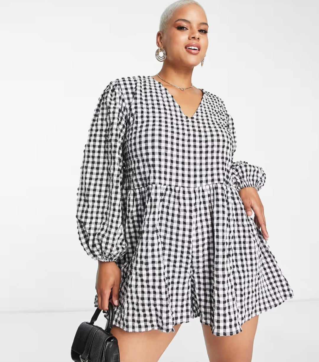 Asos Gingham Puff Sleeve Romper (18)