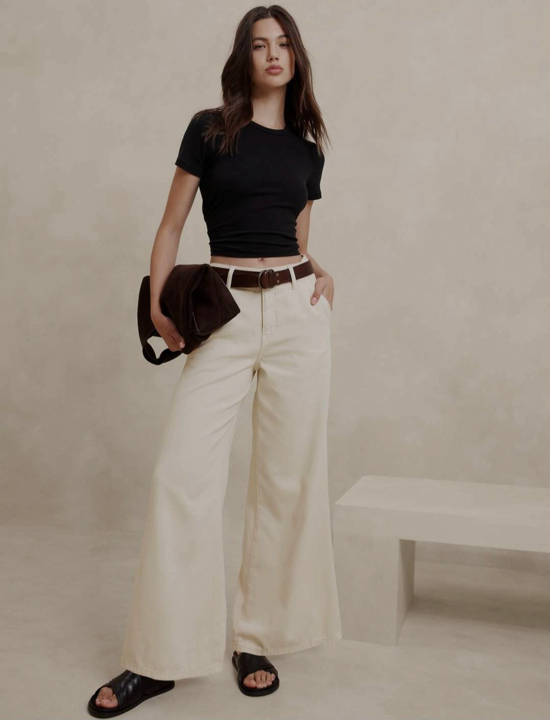 Ecru Wide Leg Jeans (24/00)