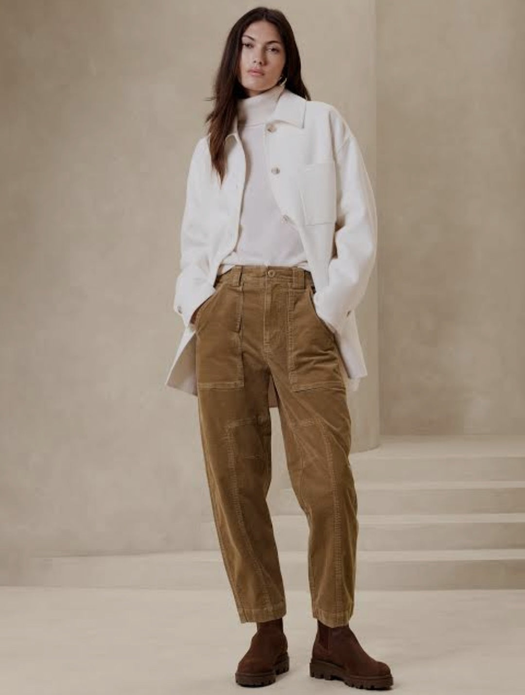 Banana Republic Brown Cord Barrel Pants (8)