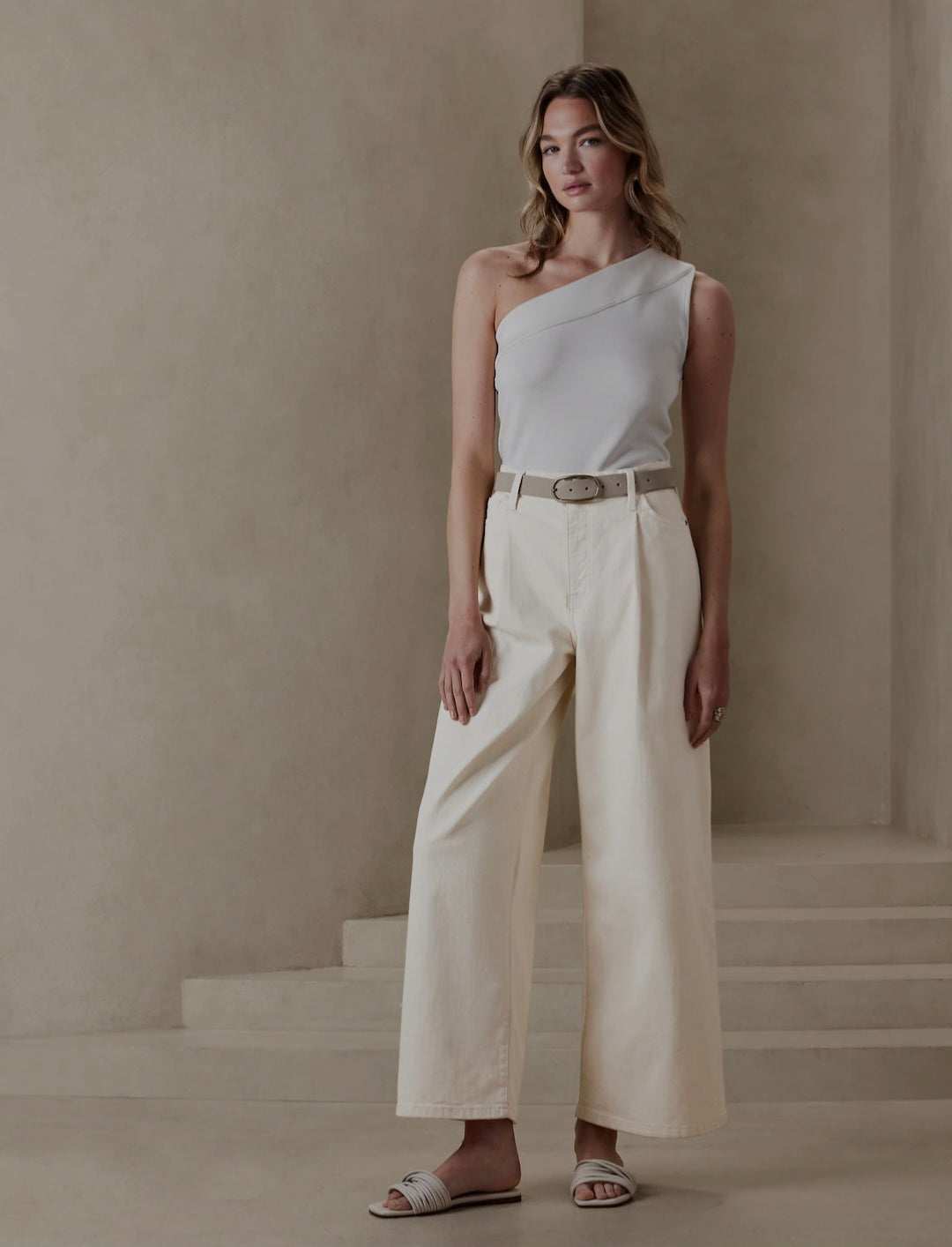 Ecru Wide Leg Jeans (27/4)