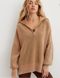 NEW Aerie Ribbed Quarter Zip Sweater (XL)