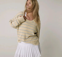 Aerie Striped Waffle Knit Tee (L)