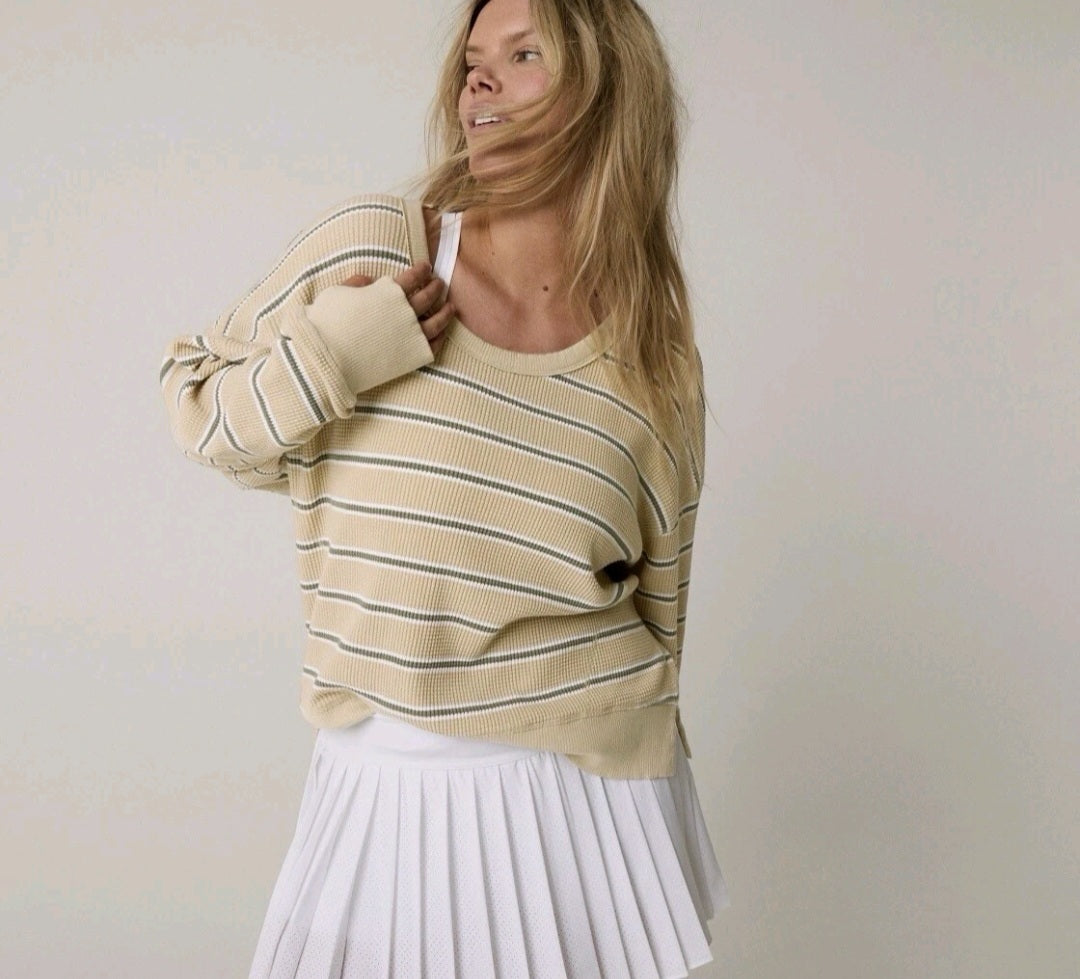Aerie Striped Waffle Knit Tee (L)