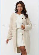Long Cream Sherpa Jacket (L)