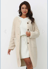 Long Cream Sherpa Jacket (L)