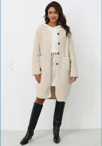 Long Cream Sherpa Jacket (L)