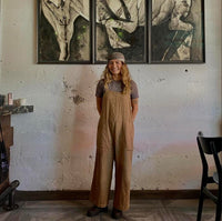 Linen Wide Leg Jumpsuit Overalls (S)