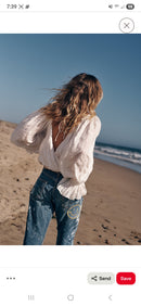 Free People Textured Puff Sleeve Top (S)