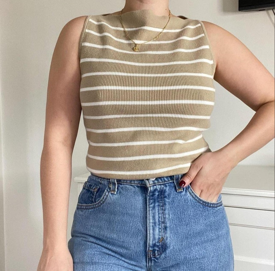 Banana Republic Striped Boatneck Tank (XXL)