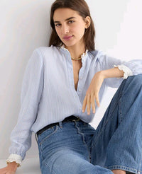 J.Crew Blue Striped Button Up (L)