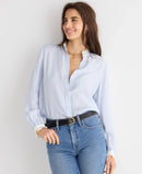 J.Crew Blue Striped Button Up (L)