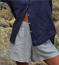 Quince Striped Pull On Linen Shorts (XL)